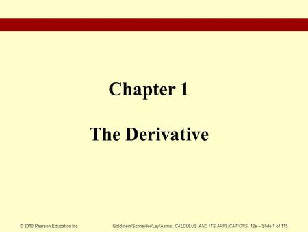 Chapter 1 The Derivative
