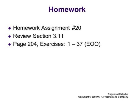 Homework Homework Assignment #20 Review Section 3.11