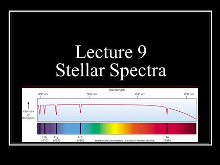 Lecture 9 Stellar Spectra