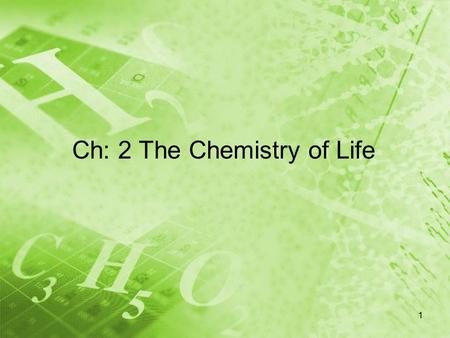 Ch: 2 The Chemistry of Life 1. 2-1 The Nature of Matter Atom – the basic unit of all matter Means “unable to be cut” Made up of a nucleus and electrons.
