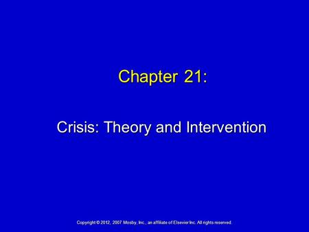 Crisis: Theory and Intervention