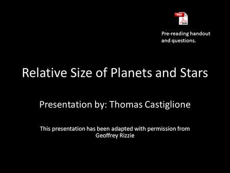 Relative Size of Planets and Stars