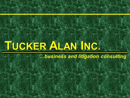 T UCKER A LAN I NC. …business and litigation consulting.