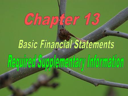 LEARNING OBJECTIVES 1.Identify the BASIC FINANCIAL STATEMENTS. 2.Understand the format/content of GOVERNMENT-WIDE financial statements and FUND FINANCIAL.
