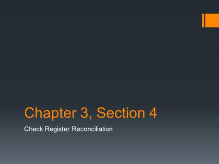 Check Register Reconciliation