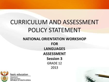 CURRICULUM AND ASSESSMENT POLICY STATEMENT