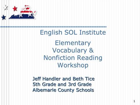 English SOL Institute Elementary Vocabulary & Nonfiction Reading