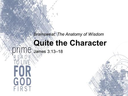 Brainsweat: The Anatomy of Wisdom Quite the Character James 3:13–18.