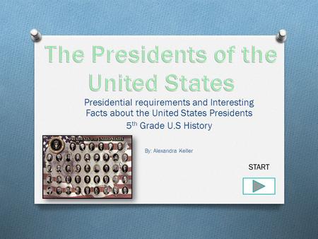Presidential requirements and Interesting Facts about the United States Presidents 5 th Grade U.S History By: Alexandra Keller.