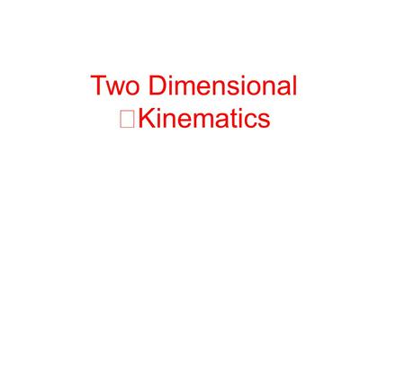 Two Dimensional Kinematics. Position and Velocity Vectors If an object starts out at the origin and moves to point A, its displacement can be represented.