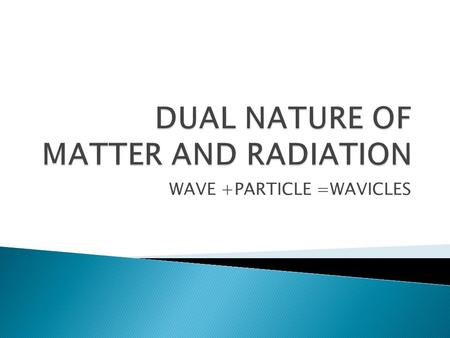 WAVE +PARTICLE =WAVICLES. The Phenomenon explaining particle nature of light.