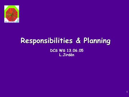1 Responsibilities & Planning DCS WS 13.06.05 L.Jirdén.