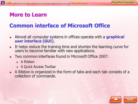 Common interface of Microsoft Office