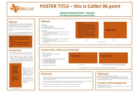 POSTER TITLE – this is Calibri 96 point Author(’s) Name(’s) Here – 44 point Your Major, Department Name, Honors College Abstract Introduction You can type.