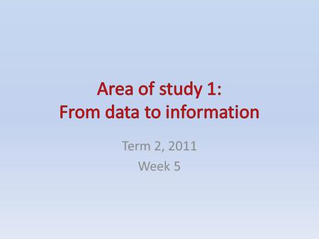 Term 2, 2011 Week 5. CONTENTS Data and information Information purposes Types of data – Integer data types – Floating point numbers – Character data types.