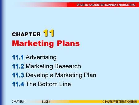 CHAPTER 11 Marketing Plans