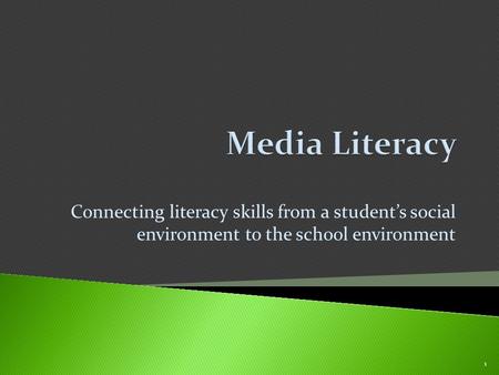 Connecting literacy skills from a student’s social environment to the school environment 1.