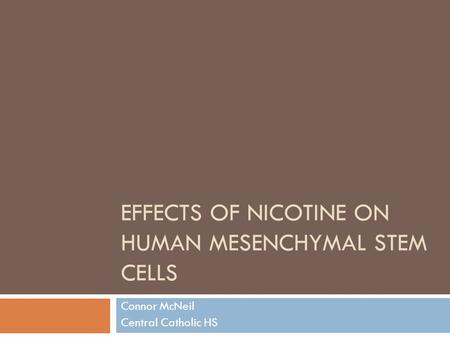 EFFECTS OF NICOTINE ON HUMAN MESENCHYMAL STEM CELLS Connor McNeil Central Catholic HS.