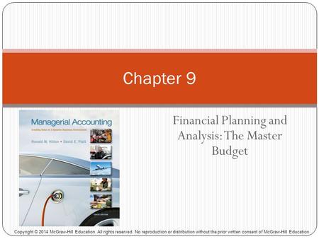Financial Planning and Analysis: The Master Budget