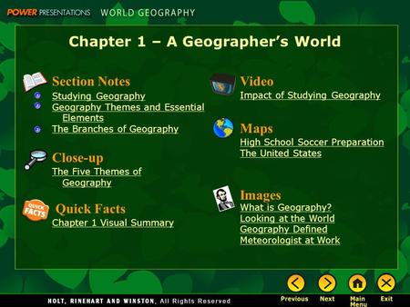 Chapter 1 – A Geographer’s World