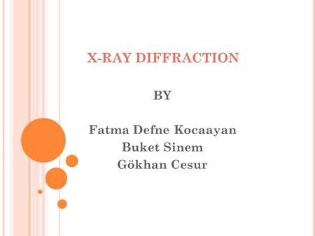 X-RAY DIFFRACTION BY Fatma Defne Kocaayan Buket Sinem Gökhan Cesur.
