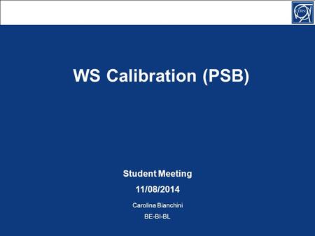 WS Calibration (PSB) Student Meeting 11/08/2014 Carolina Bianchini BE-BI-BL.