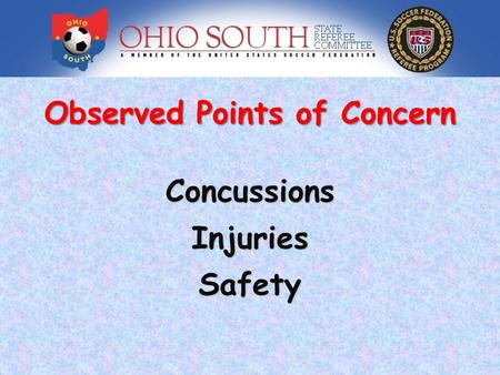 Observed Points of Concern ConcussionsInjuriesSafety.