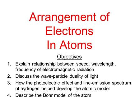 Arrangement of Electrons In Atoms