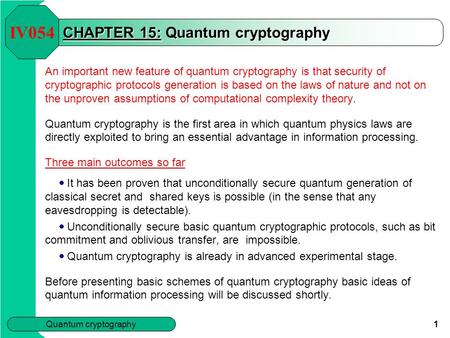 CHAPTER 15: Quantum cryptography