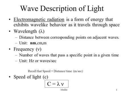 Wave Description of Light