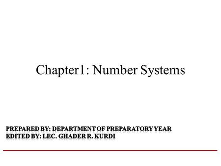 Chapter1: Number Systems