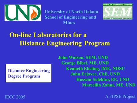 On-line Laboratories for a Distance Engineering Program