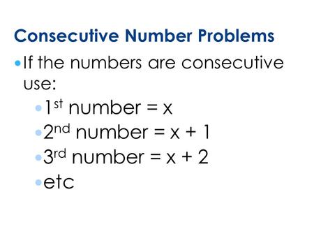 Consecutive Number Problems