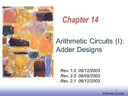 Chapter 14 Arithmetic Circuits (I): Adder Designs Rev /12/2003