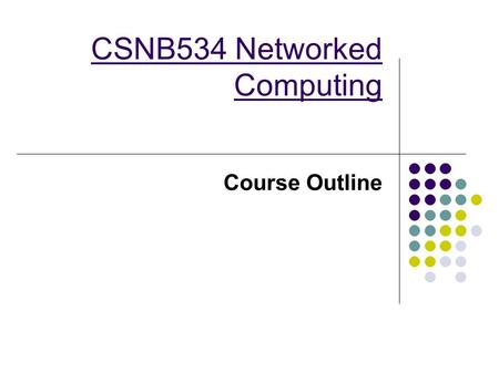 CSNB534 Networked Computing Course Outline. Some Details.. Lecturer:Asma Shakil Room:BW-3-C48 Phone:2387 Web: