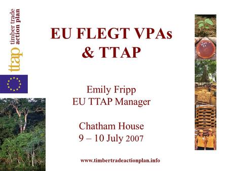 Www.timbertradeactionplan.info EU FLEGT VPAs & TTAP Emily Fripp EU TTAP Manager Chatham House 9 – 10 July 2007.