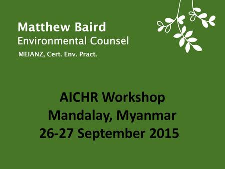 AICHR Workshop Mandalay, Myanmar September 2015