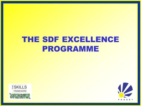 THE SDF EXCELLENCE PROGRAMME. WHAT IS THE SDF EXCELLENCE PROGRAMME? Each SDF’s responsibility is to ensure that their organisation’s skills development.