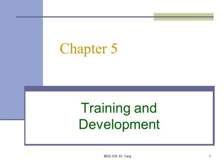 IBUS 618, Dr. Yang1 Chapter 5 Training and Development.