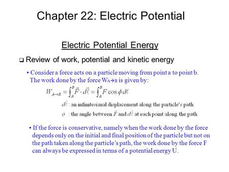 Chapter 22: Electric Potential