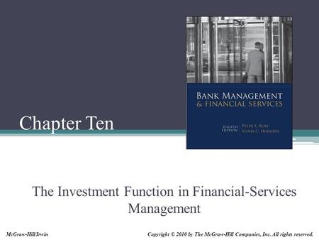 The Investment Function in Financial-Services Management