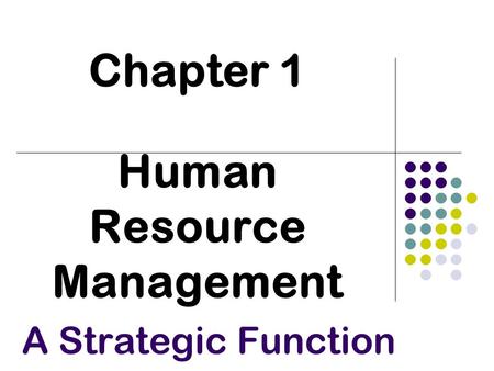Chapter 1 Human Resource Management