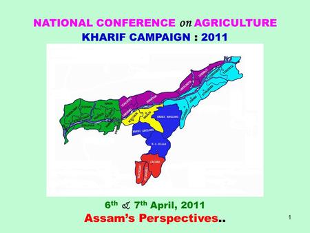 1 NATIONAL CONFERENCE on AGRICULTURE KHARIF CAMPAIGN : 2011 6 th & 7 th April, 2011 Assam’s Perspectives..