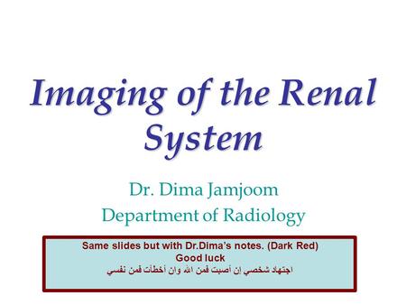 Imaging of the Renal System