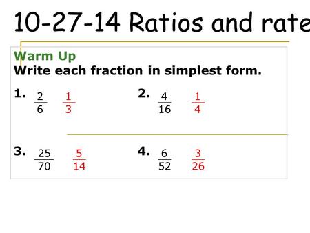 Ratios and rates Warm Up