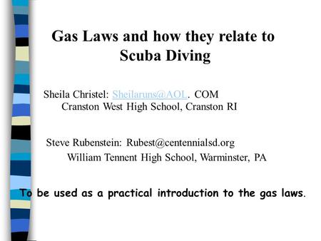 Gas Laws and how they relate to