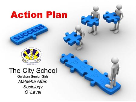 Action Plan The City School Gulshan Senior Girls Maleeha Affan Sociology O’ Level.