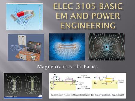 1 Magnetostatics The Basics. 2 Stationary charge: Stationary charge: v q = 0 E  0B = 0 Moving charge:Moving charge: v q  0 and v q = constant E  0B.