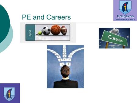 PE and Careers. Possible Careers  Gym Ownership  Personal Training  Physiotherapy  PE Teaching  Council Sport Positions  Dancing  Coaching 