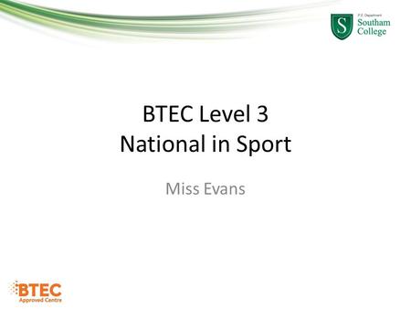 BTEC Level 3 National in Sport